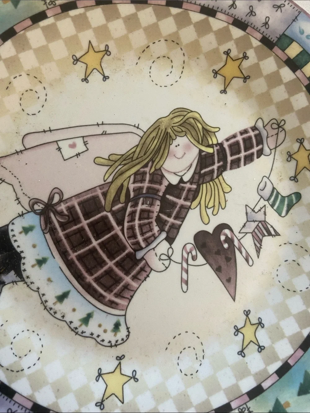 Whimsical Angel Decorative Dinner Plate - Pastel Multi by Everyday Gibson